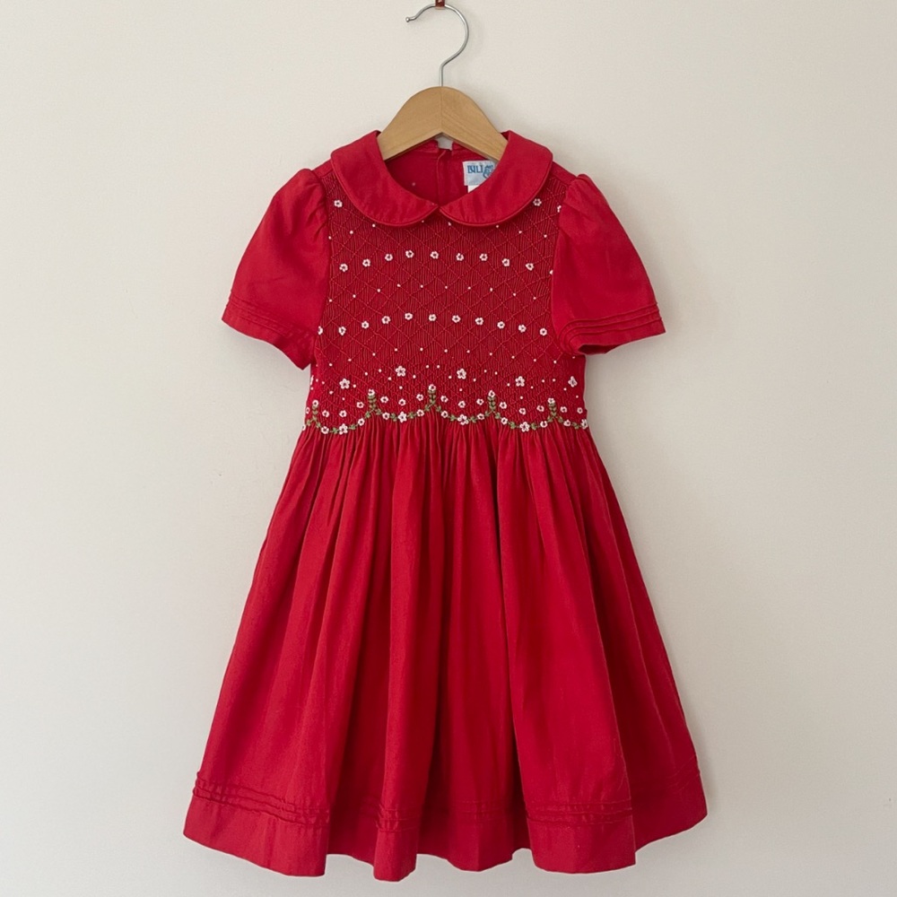 LULI & ME EUC Hand Smocked Peter Pan Collar Heirloom Dress